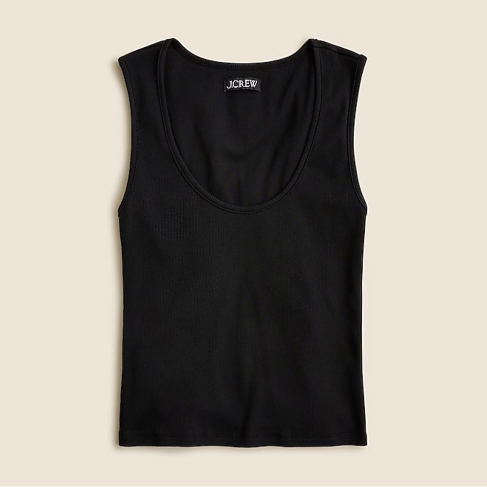 J.Crew Cropped fine rib scoopneck tank top Black